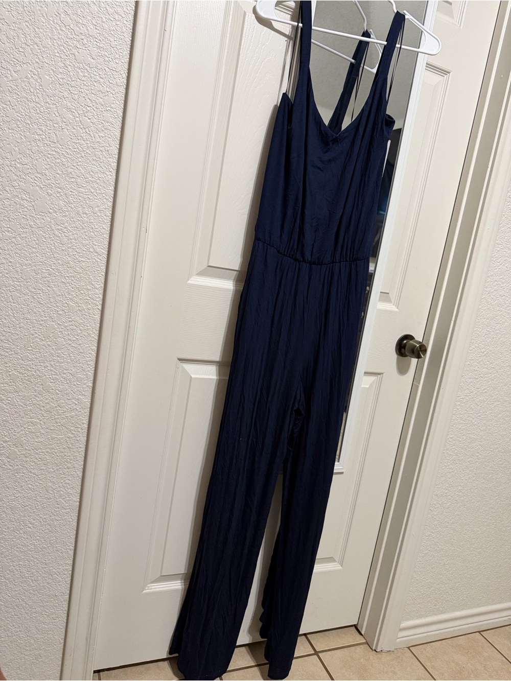 Trina Turk Navy Sleeveless V-Neck Wide-Leg Jumpsuit